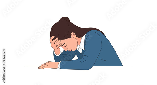 Stressed Businesswoman Overwhelmed at Work Suffering From Burnout and Anxiety Feeling Hopeless and Depressed