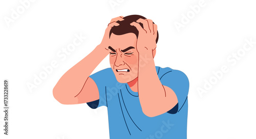 Man Grasping Head in Frustration Showing Stress and Anxiety