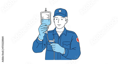 Medical Professional Administering Intravenous Fluid Therapy