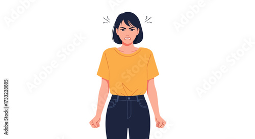Frustrated Woman with Anguished Expression Fists Clenched Showing Anger and Irritation
