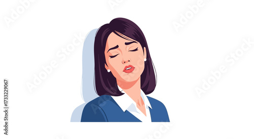 Exhausted businesswoman leaning against wall with eyes closed, feeling burnout, stress, and fatigue, ideal for mental health awareness campaigns and workplace wellness programs