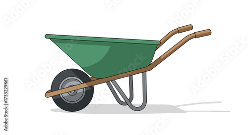 Green Garden Wheelbarrow Isolated on White Background