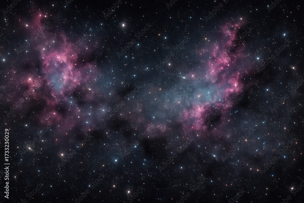 Fototapeta premium Deep space starfield with colorful nebulas dust lanes and distant galaxies seamless