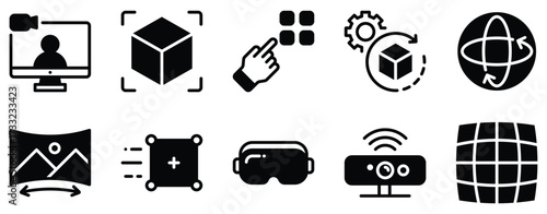 Virtual and augmented reality icon solid mix style vector glyph for immersive apps training and design minimal pictogram for web dashboards and product pages
