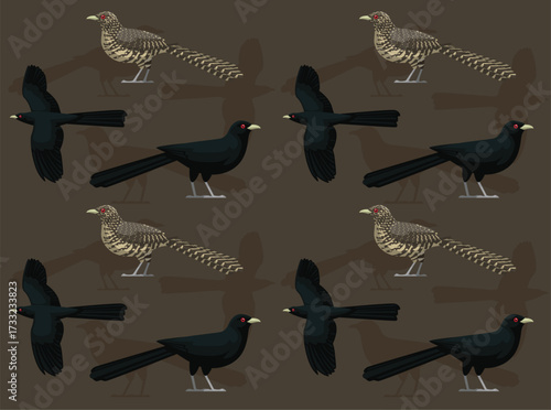 Bird Koel Cartoon Character Seamless Wallpaper Background