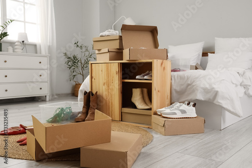 Chest of drawers with boxes...
