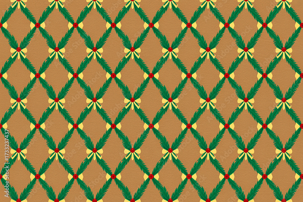 Fototapeta premium Intricate art deco inspired geometric pattern with green and gold elements