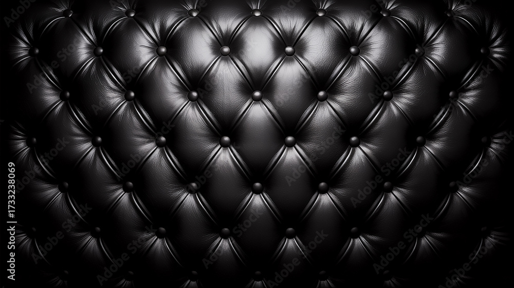 Obraz premium Dark black tufted leather upholstery texture background
