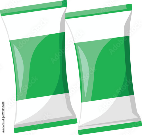 Two green snack packs vector illustration