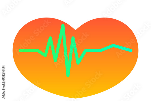 Vibrant Heart with Dynamic ECG Heartbeat Line Icon