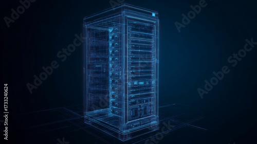 Server rack wireframe illustration