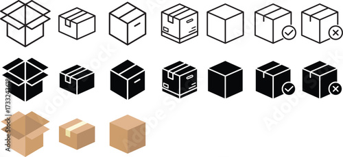 Box icon set. Moving, delivery boxes vector illustration.