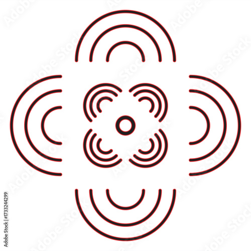 Abstract geometric vector design with circular arcs and symmetrical pattern. Modern minimal line art, perfect for logos, icons, decorative elements, backgrounds, mandalas, and contemporary graphics.