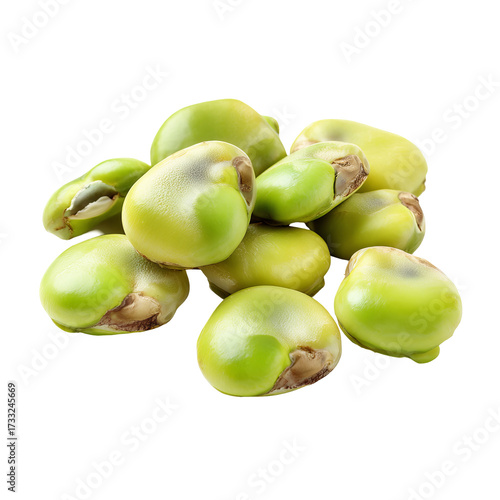 Pile of fresh, light green fava beans