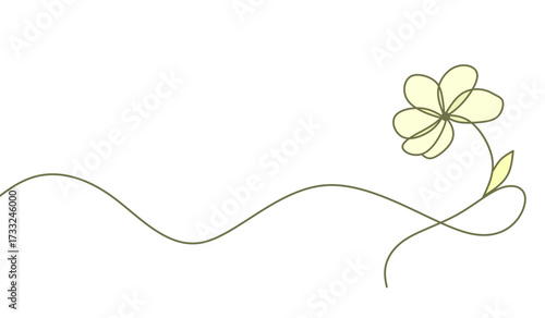 Flower in one continuous line drawing. Minimalist floral contour sketch. Vector illustration in simple linear style.