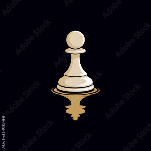 chess pawn icon, dramatic golden reflection, strategy game symbolism, leadership growth metaphor, minimalist premium style, vector