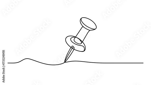 Thumbtack Continuous Line Drawing Vector