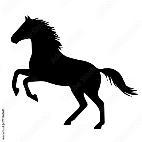Black Horse Standing Left Side Silhouette Illustration