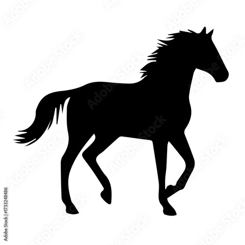 Black Horse Right Side Silhouette Illustration