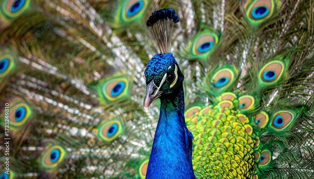 Obraz premium Close-up of a peacock's vibrant plumage
