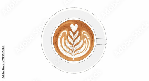 Savoring a perfectly crafted latte art coffee, a warm and inviting beverage for a delightful morning or afternoon break.