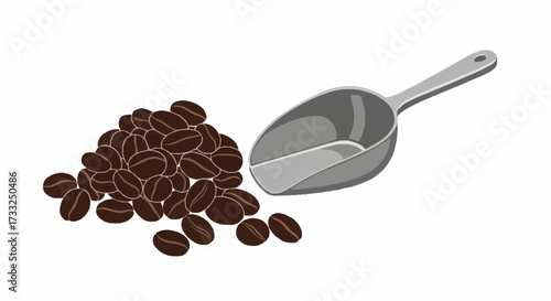 Scoop of rich coffee beans ready for brewing, inspiring morning energy and delicious aroma