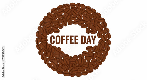 Celebrate International Coffee Day with this vibrant design featuring rich coffee beans and bold typography, perfect for promotions and events.