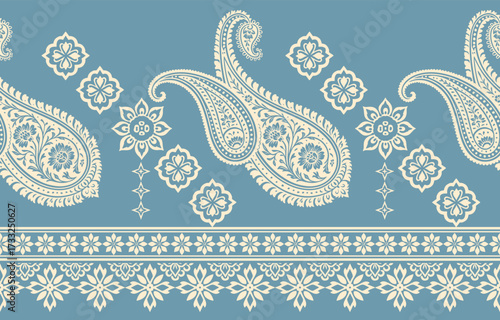 floral pattern vintage ethnic modern embroidery texture boho design vector illustration hand drawn pink flower motif branches leaves wallpaper seamless background border.