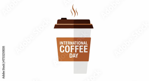 Celebrate International Coffee Day with this vibrant, steaming cup design perfect for promotions and festive announcements