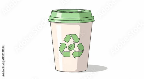Eco-friendly reusable coffee cup with recycling symbol promotes sustainability and mindful consumption for a greener planet