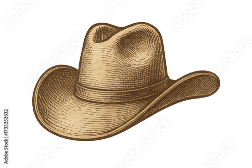 Rustic Western Wear: A timeless symbol of the American West, a finely detailed cowboy hat, evoking images of vast landscapes, rodeos, and the rugged charm of frontier life. 
