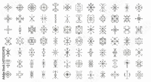 Collection of geometric symbols and abstract designs