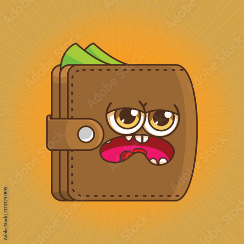 Cash Crash wallet character vector illustration