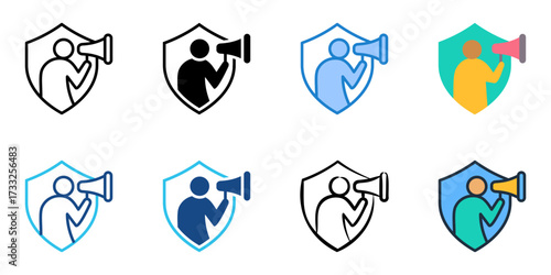 Advocacy icon set multiple style collection 
