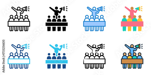 Justice rally icon set multiple style collection 
