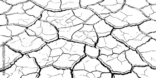 Close-up texture of dry cracked earth with irregular lines and natural abstract patterns. High-resolution cracked soil background for environment, drought, desert, and texture design concepts.
