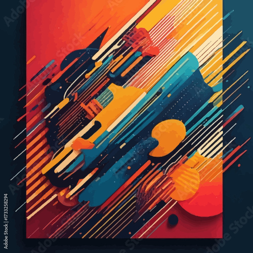 Abstract musical background with violin and floating music notes for a classical concert illustration