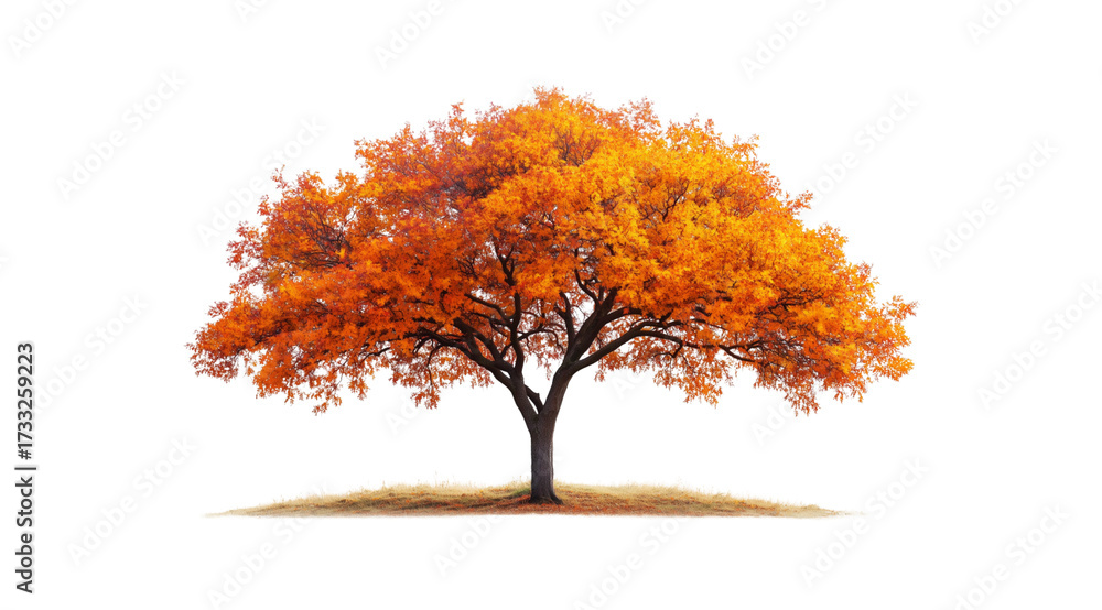 Naklejka premium A stunning tree displays brilliant orange leaves, created with AI