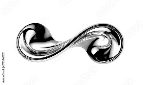 Abstract metallic liquid sculpture with smooth curves and reflections