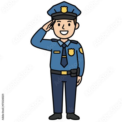 Police Officer Saluting with a Smile, Ready for Duty