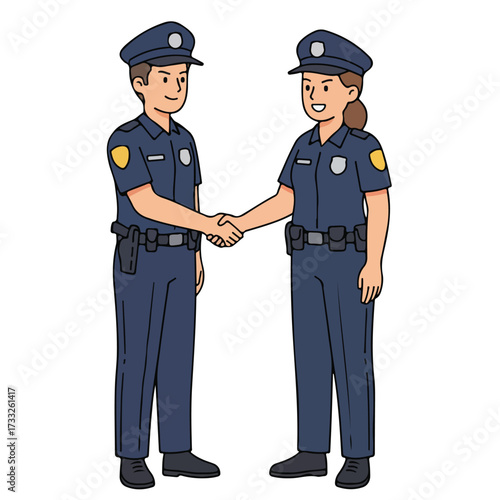 Police Officers Shaking Hands Cooperation and Partnership in Law Enforcement