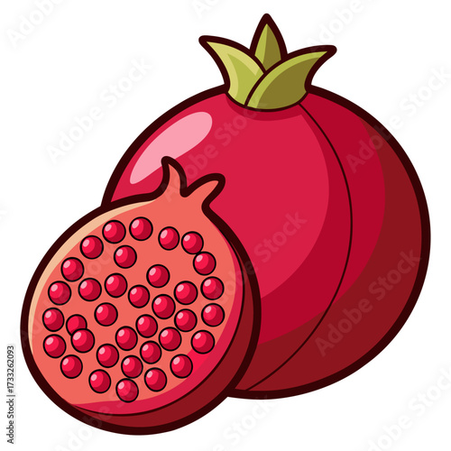 Vibrant red pomegranate whole and sliced revealing juicy arils perfect for healthy eating and culinary inspiration