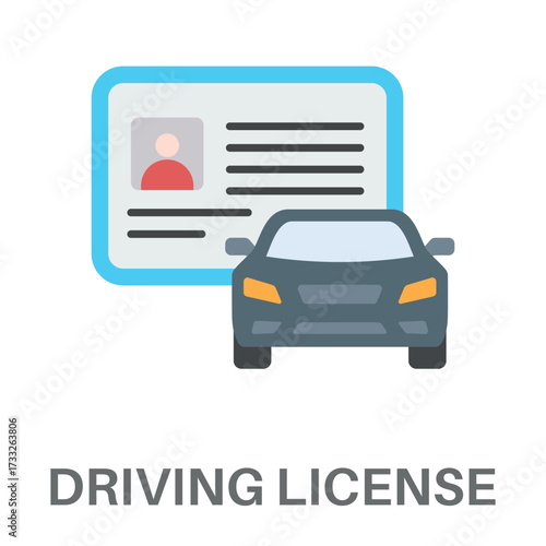 Driving License Simple Style Flat Design Vector