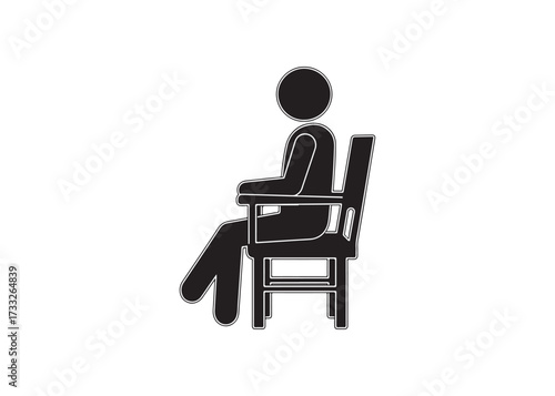 Person sitting on chair isolated on white background