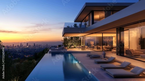 Luxury Villa with Infinity Pool Overlooking the City at Sunset Stunning Architecture and Design