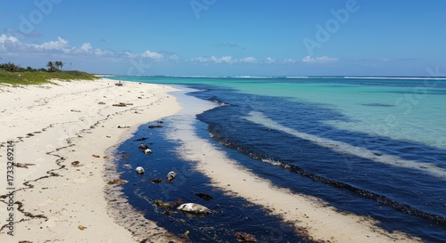 Wallpaper Mural Dead marine life washes ashore on polluted tropical beach Torontodigital.ca