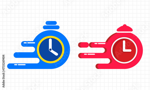 Set of Fast Time and Speed Clock Icons for Quick Service or Delivery Concepts