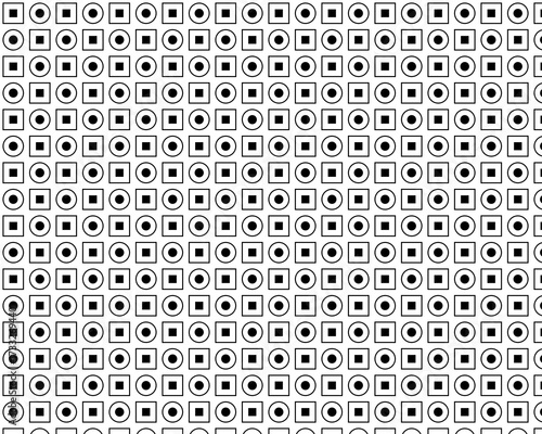 A view of a pattern of spotted circles and squares, as a background.
