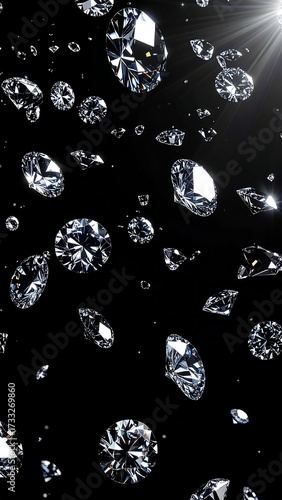 Sparkling diamonds on black