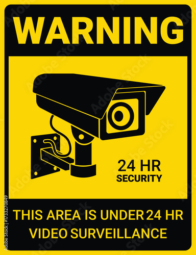CCTV 24 hour Surveillance, Warning sign, With the text this area is under 24 hr video surveillance